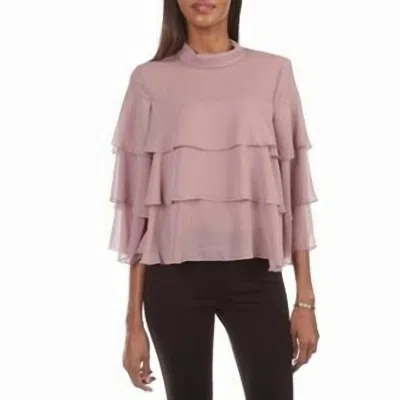Bishop + Young Ruffle High-neck Blouse In Mauve In Purple