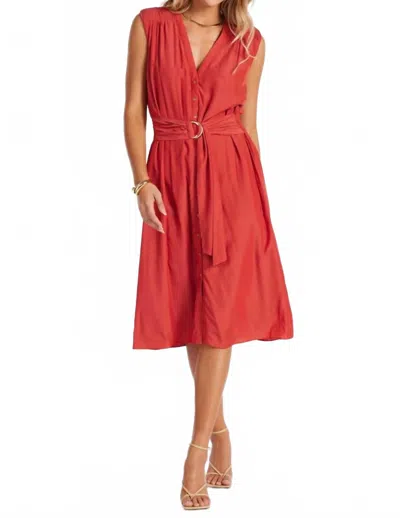 BISHOP + YOUNG SATIN BELTED DRESS IN HIBISCUS