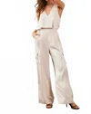 Bishop + Young Satin Cargo Pants In Sand In Neutral