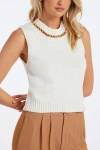 Bishop + Young Savoy Chain Detail Sweater Tank In White