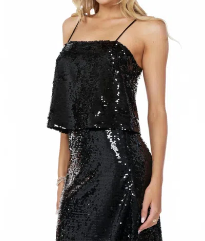 Bishop + Young Sequin Square Neck Camisole In Caviar In Black