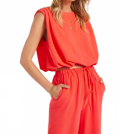 Bishop + Young Serafina Boxy Fit Top In Lipstick In Red