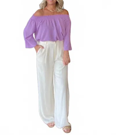 Bishop + Young Serafina Off Shoulder Top In Violet In Purple