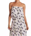 Bishop + Young Serafina Strapless Dress In Iris Print In Multi