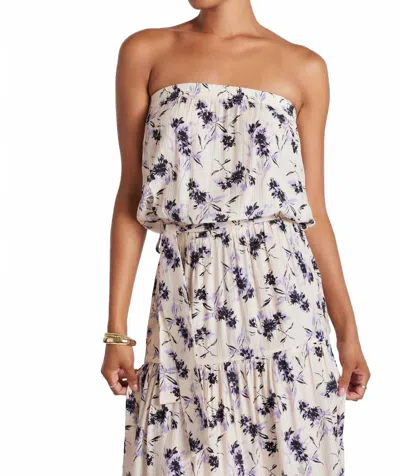 Bishop + Young Serafina Strapless Dress In Iris Print In Multi