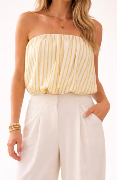 Bishop + Young Serene Bubble Stripes Top In Yellow
