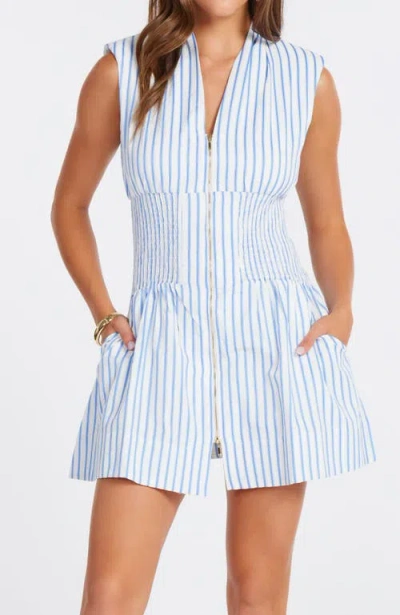 Bishop + Young Serene Zip Front Mini Dress In Blue