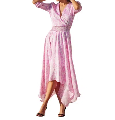 Bishop + Young Serita Smock Dress In Palmilla Pink Print. In Multi