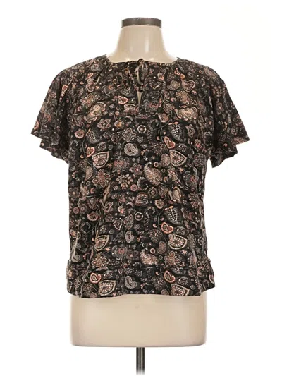 Pre-owned Bishop + Young Short Sleeve Blouse In Black