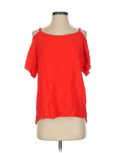 Pre-owned Bishop + Young Short Sleeve Top Red Cold Shoulder Neckline Tops