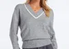 Bishop + Young Siene V-neck Sweater In Dark Heather In Gray