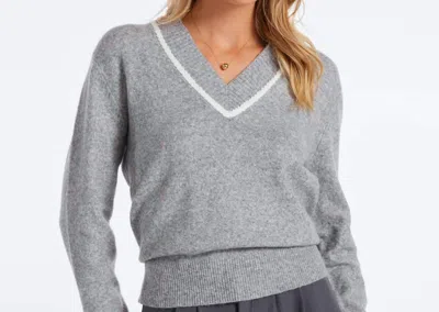 Bishop + Young Siene V-neck Sweater In Dark Heather In Gray