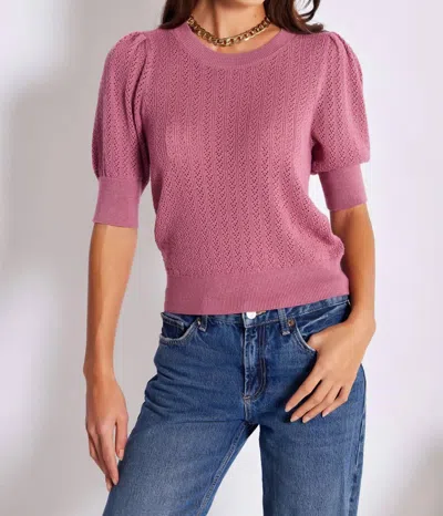 Bishop + Young Sienna Puff Sleeve Metallic Sweater In Magenta