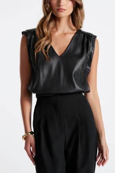 Bishop + Young Simone Vegan Leather Top In Black