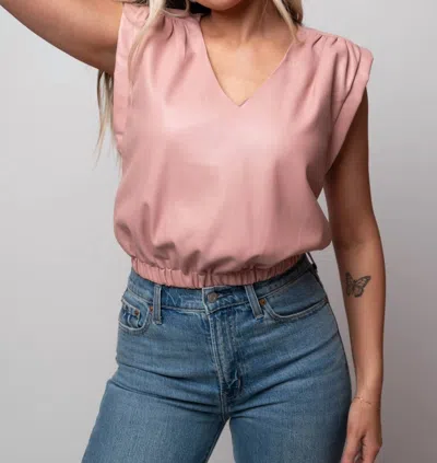 Bishop + Young Simone Vegan Leather Top In Rose In Multi