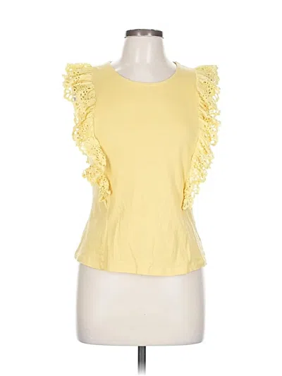 Pre-owned Bishop + Young Sleeveless Top Yellow Ruffles Neckline Tops