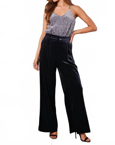 Bishop + Young Sorrento Wide Leg Velvet Pants In Black In Multi