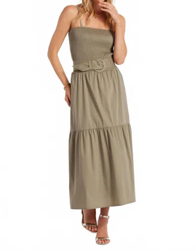 Bishop + Young Stella Smock Tiered Midi Dress In Olive In Green