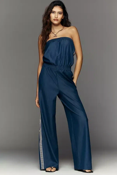 Bishop + Young Strapless Track Romper In Blue