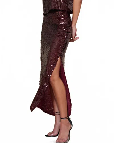 Bishop + Young Sublime Slip Sequin Skirt In Scarlet In Burgundy