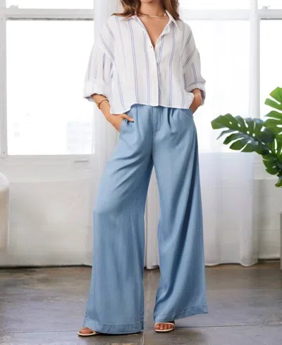 Bishop + Young Summer Royale Aria Stripe Blouse In White/blue Stripe