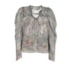 Bishop + Young Sydney Blouse With Brown Floral Print In Blue/gray In Multi