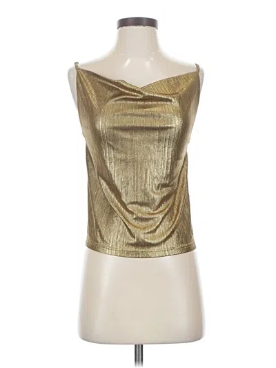 Pre-owned Bishop + Young Tank Top Gold Metallic Pattern Strapless Neckline Tops