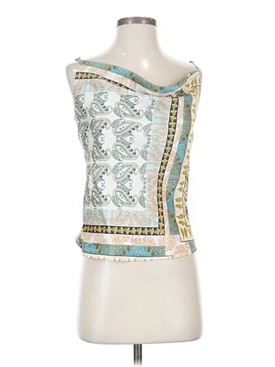 Pre-owned Bishop + Young Tank Top Teal Strapless Neckline Tops In Blue