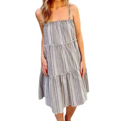 Bishop + Young Tee Summer Dress In Sea Scape Stripe In Grey
