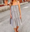 Bishop + Young Tee Summer Dress In Sea Scape Stripe In Grey