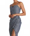 Bishop + Young Seville Stripe Corset Dress In Grey In Multi