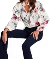 Bishop + Young Thea Ruffle Blouse In Monet Floral In White