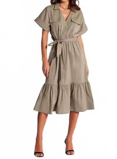 Bishop + Young Tyra Poplin Dress In Green In Brown