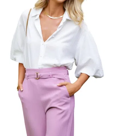 Bishop + Young Tyra Puff Sleeve Top In Porcelain In White