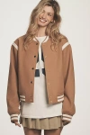 Bishop + Young Varsity Bomber Jacket In Brown
