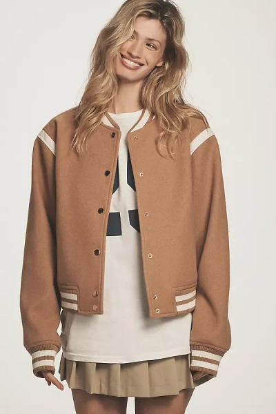 Bishop + Young Varsity Bomber Jacket In Sand