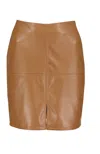 Bishop + Young Vegan Leather Skirt In Latte In Brown