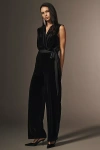 Bishop + Young Velvet Wrap Jumpsuit In Black