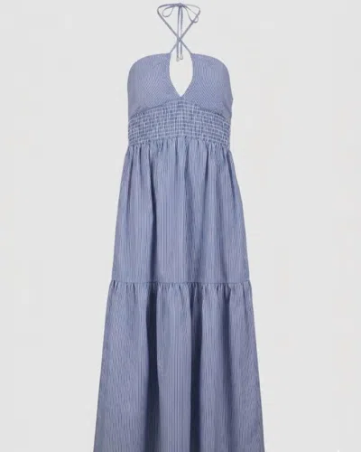 Bishop + Young Women's Aeries Halter Dress In Azure Stripe In Blue