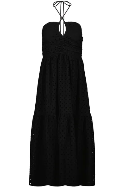 Bishop + Young Women's Aeries Halter Dress In Black Eyelet
