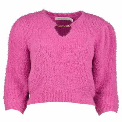 Bishop + Young Women's Anise Cut Out Sweater In Fuchsia In Pink