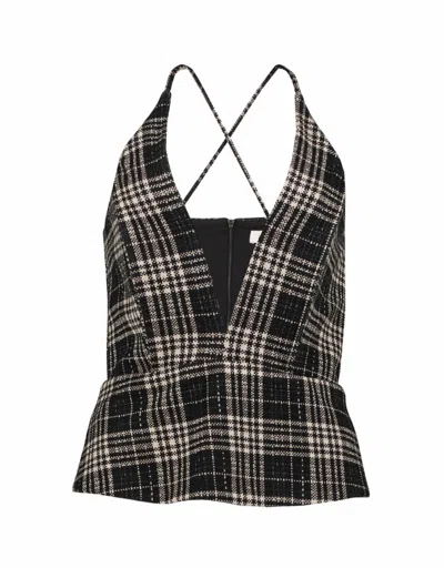 Bishop + Young Women's Ethey Peplum Top In Plaid In Black