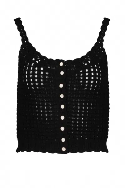 Bishop + Young Women's Keena Open Crochet Sweater Tank In Black