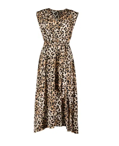 Bishop + Young Women's Leopard Midi Wrap Dress In Brown