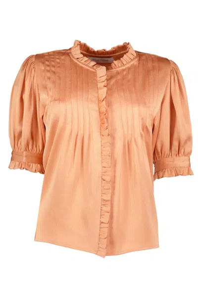 Bishop + Young Women's Nadira Blouse In Apricot In Pink