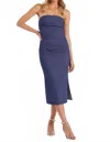 Bishop + Young Naomi Strapless Midi Dress In Paradise In Blue
