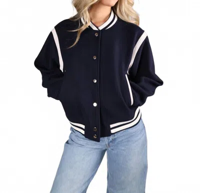 Bishop + Young Women's Power Play Varsity Jacket In Indigo In Blue