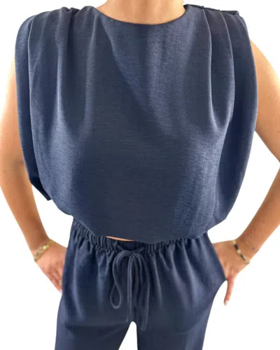 Bishop + Young Women's Serafina Blue Top In Navy Blue