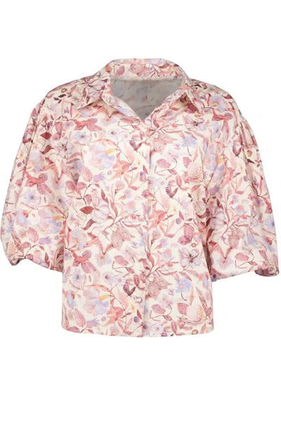 Bishop + Young Women's Tyra Puff Sleeve Top In Fancy Floral In Pink