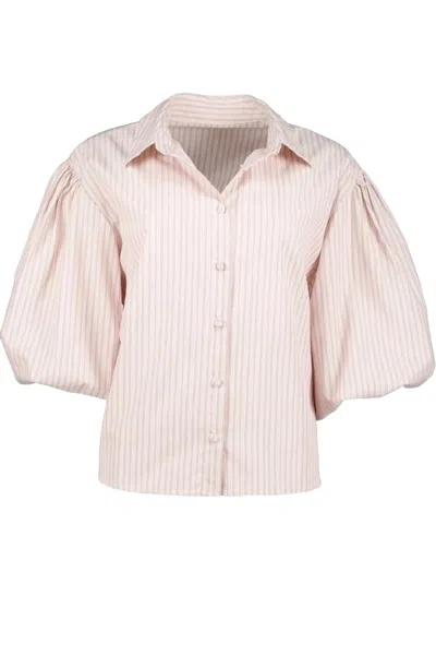 Bishop + Young Women's Tyra Puff Sleeve Top In Pink Stripe